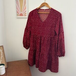 Red Polka Dot V-Neck Dress